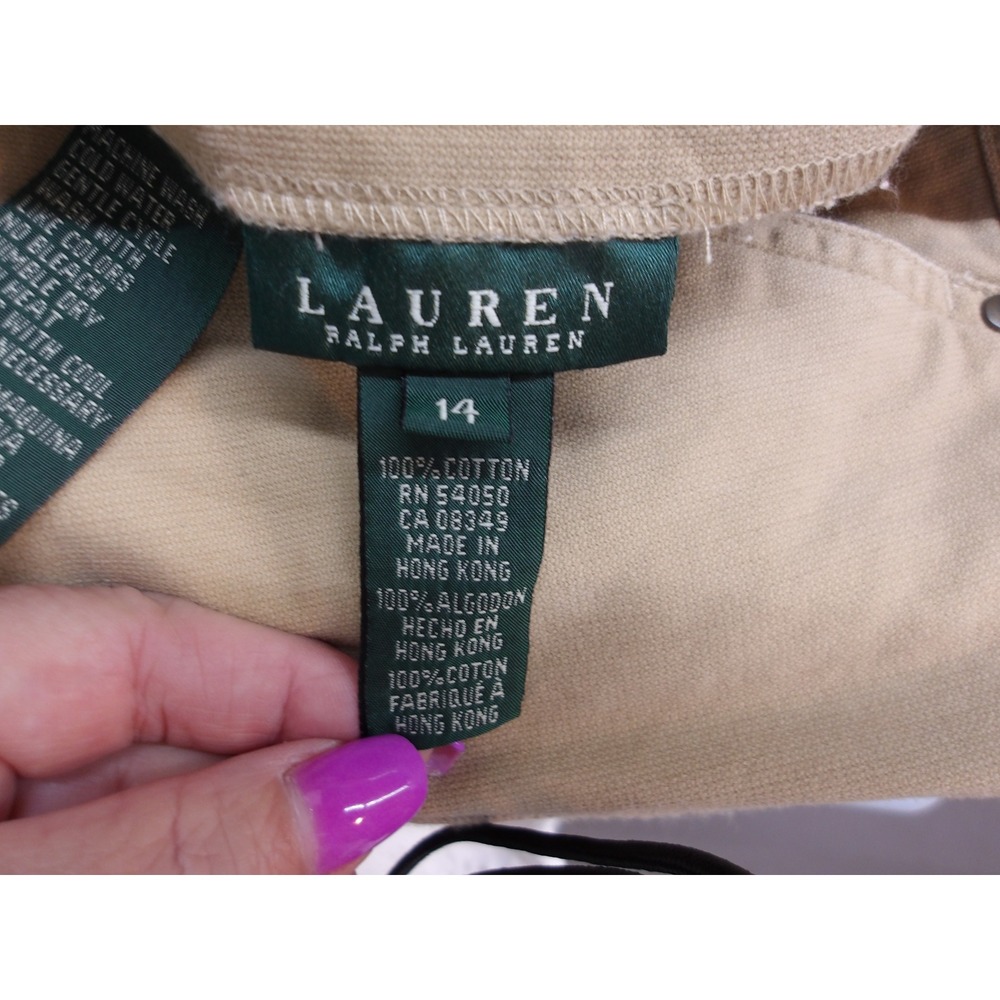 Lauren Ralph Lauren Khaki Utility Shorts Womens 14 Drawstring Canvas Tan/#26519 - Picture 3 of 4